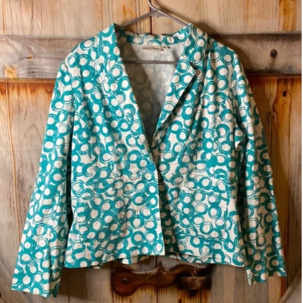 Studioworks teal & white abstract blazer
